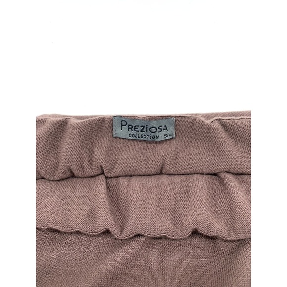 Preziosa Knit Skirt Brown Ruffle Flower Trim Flounce Hem Cashmere Blend‎ S M - Picture 8 of 13